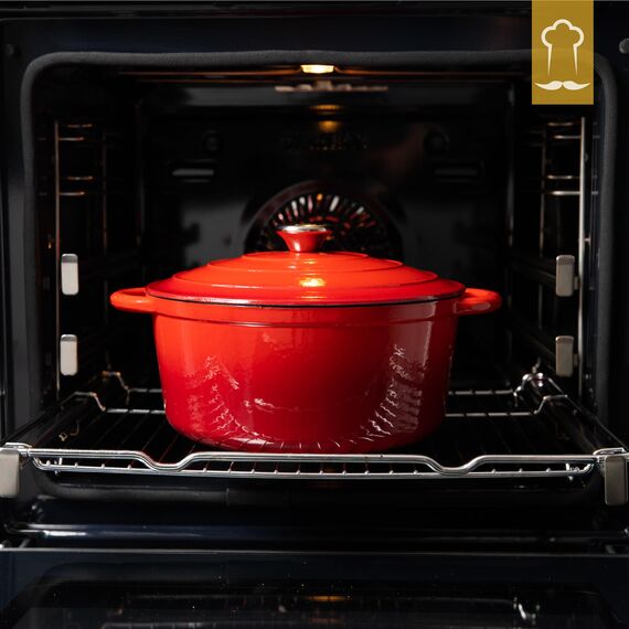 Gusseisen Topf 26 cm 4,7 L emailliert - Schmortopf mit Deckel Induktion - Gusseisen Bräter Topf Brot backen - Cocotte emaille - Bratentopf - Brotbacktopf