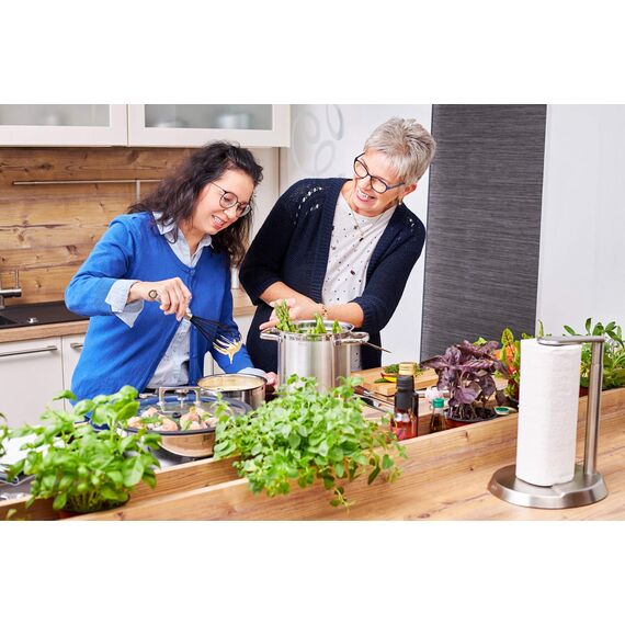 RÖSLE ELEGANCE Spargel und Pastatopf, Hochwertiger Topf zur Zubereitung von Nudeln oder Gemüse, 4,5 Liter, Edelstahl 18/10, Siebeinsatz, Spülmaschinengeeignet, 30.5 x 17.3 x 24.7 cm, Silberfarben