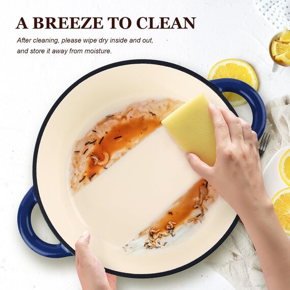 Overmont Bräter Emaille Gusseisen Topf - Schmortopf 26cm backofengeeignet - mit Deckel und Kochbuch - für Küche Backen Schmoren Braten