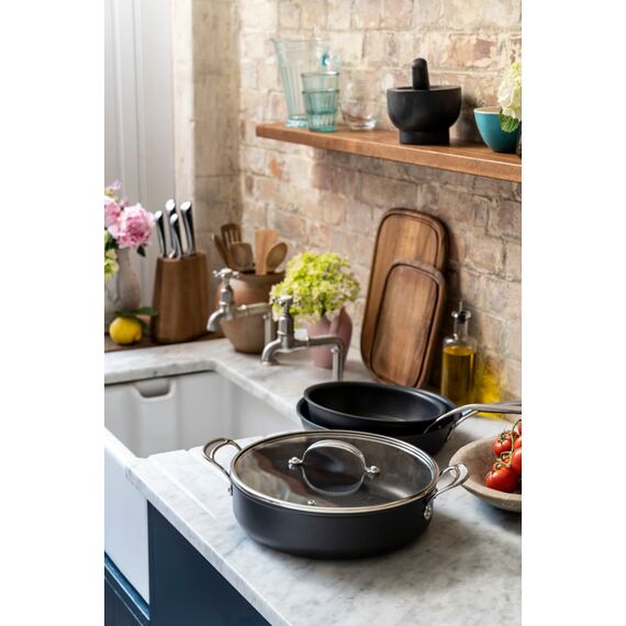 Tefal H9129943 Flache Pfanne, 30 cm, Jamie Oliver, harteloxiert, Aluminium, 5,4 Liter, Schwarz