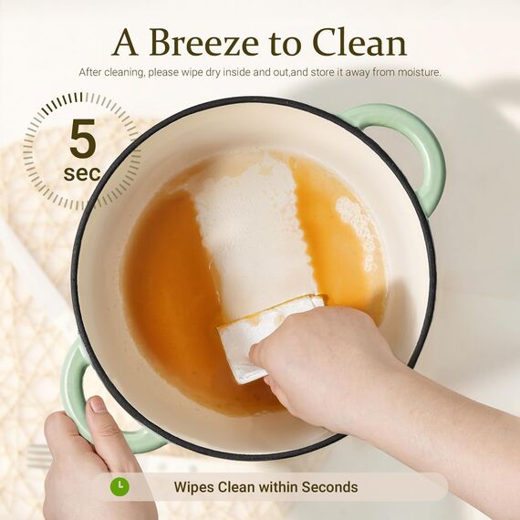 Overmont Bräter Emaille Gusseisen Topf - Schmortopf 26cm backofengeeignet - mit Deckel und Kochbuch - für Küche Backen Schmoren Braten