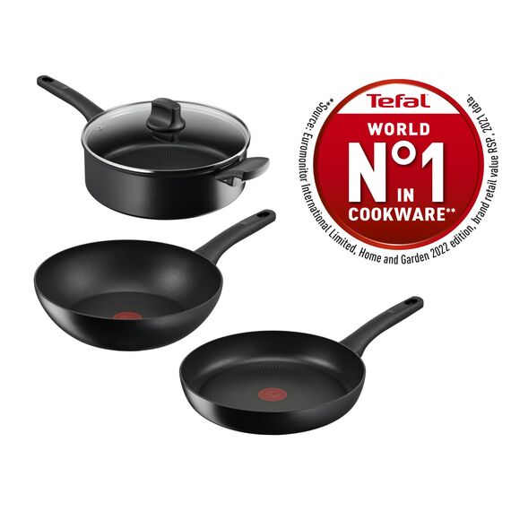 Tefal G28806 Hard Titanium On Bratpfanne 28 cm, Aluminium, unbedenkliche Antihaftversiegelung, Thermo-Signal Temperaturanzeiger, für alle Herdarten geeignet, induktionsgeeignet, Schwarz