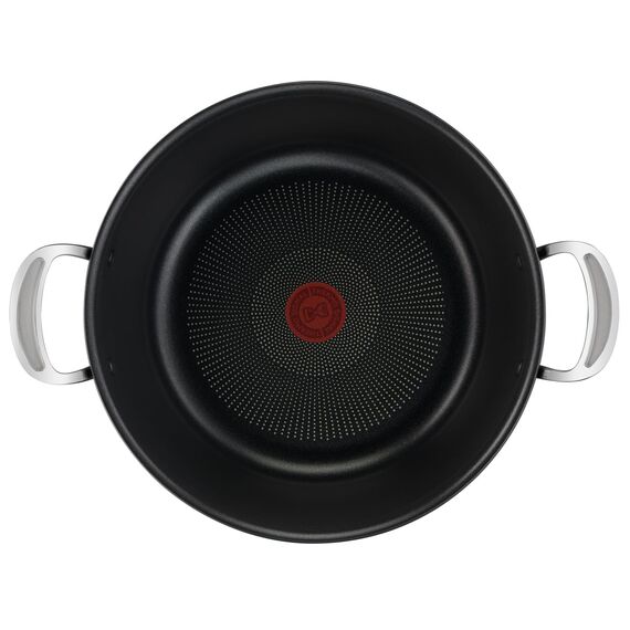 Tefal Jamie Oliver Batch-Cooking Set, Harteloxierter Kochtopf Induktion 30 cm, Antihaftversiegelung, für große Mengen, Thermo-Signal bei idealer Brattemperatur, Edelstahl/Schwarz, H91254