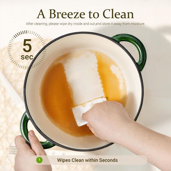 Overmont Bräter Emaille Gusseisen Topf - Schmortopf 26cm backofengeeignet - mit Deckel und Kochbuch - für Küche Backen Schmoren Braten