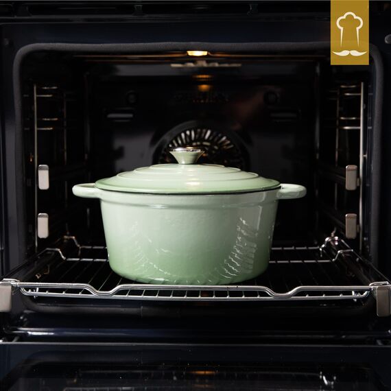 Chefarone Gusseisen Topf 24 cm, 3,5 L – Schmortopf emailliert mit Deckel für Brot backen, Schmoren & Braten – Brotbacktopf Induktion