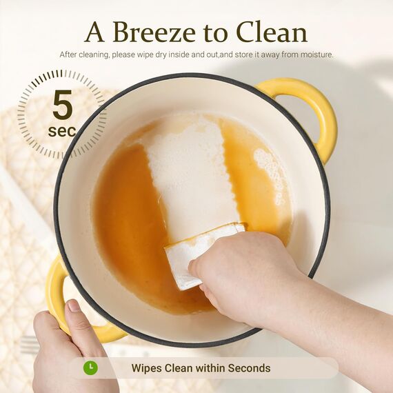 Overmont Bräter Emaille Gusseisen Topf - Schmortopf 26cm backofengeeignet - mit Deckel und Kochbuch - für Küche Backen Schmoren Braten