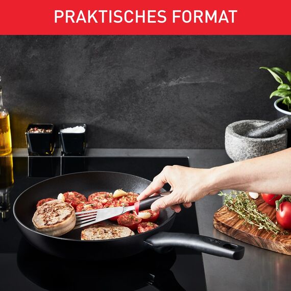 Tefal G28804 Hard Titanium On Bratpfanne 24 cm | Aluminium | unbedenkliche Antihaftversiegelung | Thermo-Signal Temperaturanzeiger | für alle Herdarten geeignet | induktionsgeeignet | Schwarz