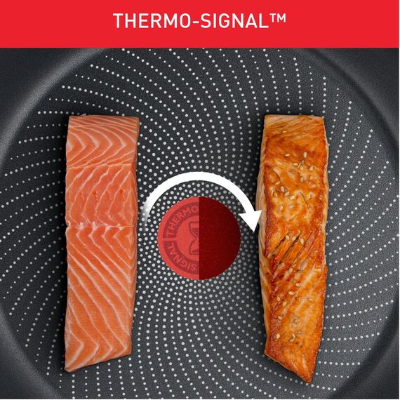 Tefal G28806 Hard Titanium On Bratpfanne 28 cm, Aluminium, unbedenkliche Antihaftversiegelung, Thermo-Signal Temperaturanzeiger, für alle Herdarten geeignet, induktionsgeeignet, Schwarz