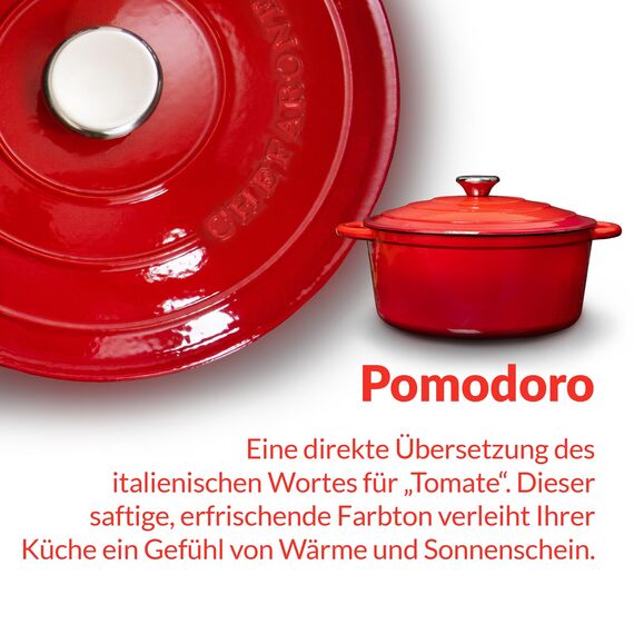 Gusseisen Topf 26 cm 4,7 L emailliert - Schmortopf mit Deckel Induktion - Gusseisen Bräter Topf Brot backen - Cocotte emaille - Bratentopf - Brotbacktopf