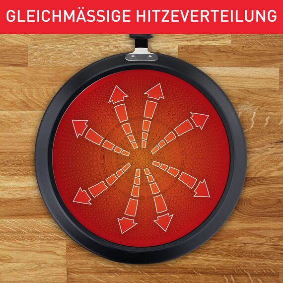 Tefal G28804 Hard Titanium On Bratpfanne 24 cm | Aluminium | unbedenkliche Antihaftversiegelung | Thermo-Signal Temperaturanzeiger | für alle Herdarten geeignet | induktionsgeeignet | Schwarz