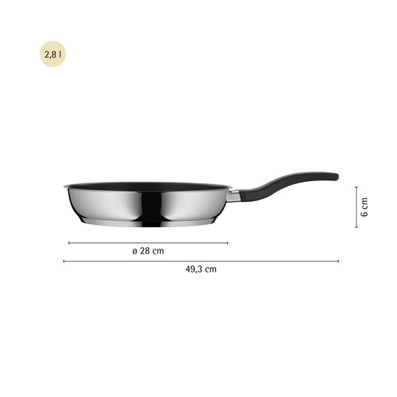 WMF Devil Bratpfanne beschichtet 28 cm, Edelstahlpfanne Induktion, Antihaftbeschichtung, fettarmes Braten, backofenfest bis 70 Grad, für alle Herdarten geeignet, Kunststoffgriff
