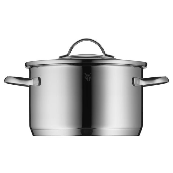 WMF Aparto Topfset Induktion 4-teilig, Kochtopf Set mit Glasdeckel, Cromargan Edelstahl poliert, Induktions Töpfe Set unbeschichtet