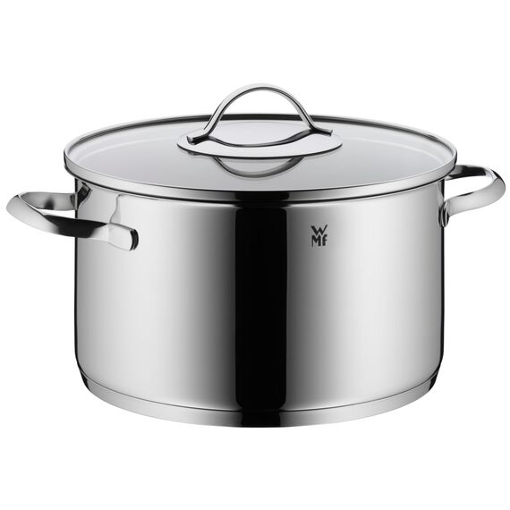 WMF Aparto Topfset Induktion 4-teilig, Kochtopf Set mit Glasdeckel, Cromargan Edelstahl poliert, Induktions Töpfe Set unbeschichtet