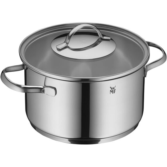 WMF Aparto Kochtopf groß 20cm, mit Glasdeckel, Fleischtopf, Induktionsgeeignet, 3,3l, Cromargan Edelstahl, poliert, unbeschichtet