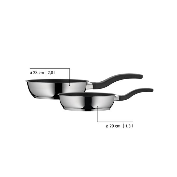 WMF Devil Pfannenset 2-teilig, Bratpfanne 28 cm + 20 cm, Pfanne Induktion, Cromargan Edelstahl beschichtet, Kunststoffgriff