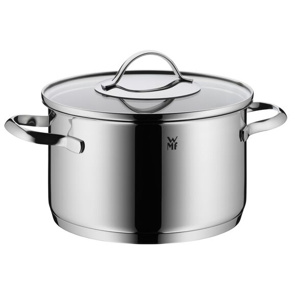 WMF Aparto Topfset Induktion 4-teilig, Kochtopf Set mit Glasdeckel, Cromargan Edelstahl poliert, Induktions Töpfe Set unbeschichtet