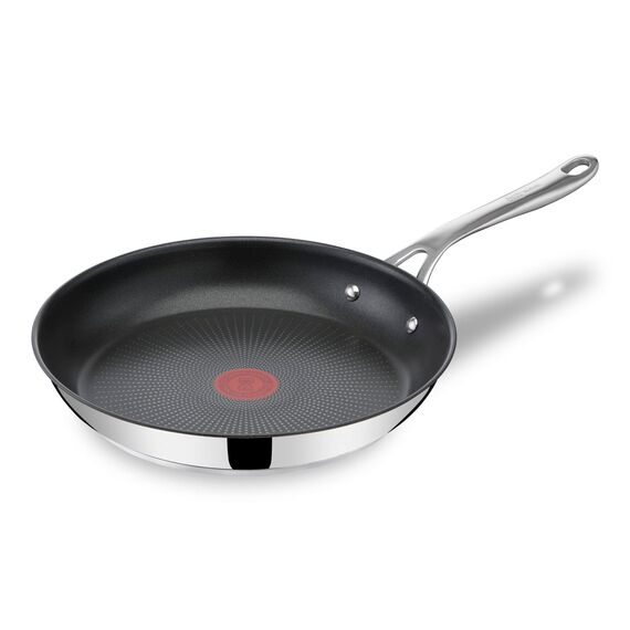 Tefal Jamie Oliver Cook's Direct On Bratpfanne 28 cm, Edelstahlpfanne Induktion, Titanium-Antihaftbeschichtung, Thermo-Signal, backofenfest, Edelstahl, genieteter Griff, E3040644