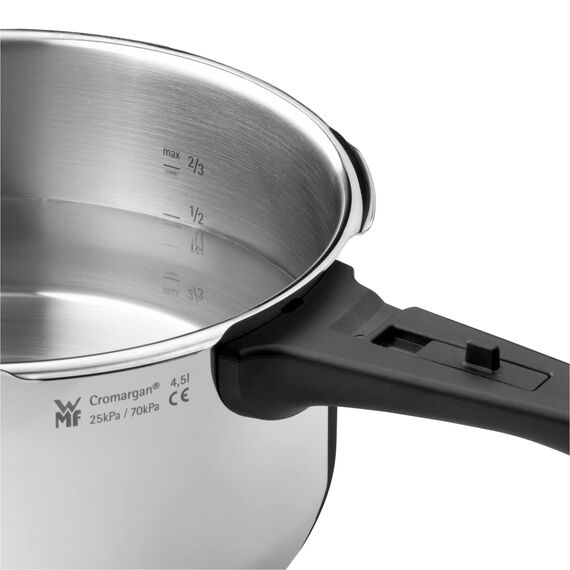 WMF Perfect One Pot Schnellkochtopf Induktion 8,5l, Dampfkochtopf, großes Kochsignal, 2 Kochstufen, abnehmbarer Deckelgriff, Cromargan Edelstahl