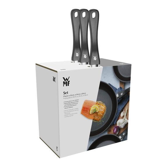 WMF Devil Pfannenset Induktion 3-teilig – Bratpfannen 20, 24, 28 cm – Edelstahl Cromargan Antihaft Pfannen Set, beschichtet, spülmaschinengeeignet, backofenfest, hitzebeständig und kratzfest