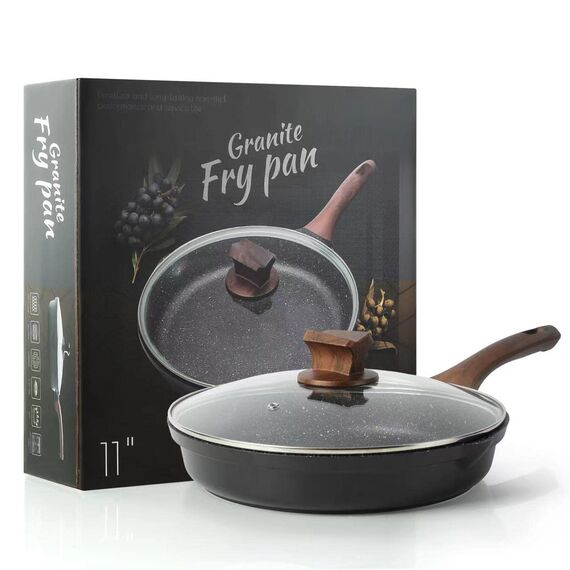 ZUOFENG Antihaft Pfanne Bratpfanne mit Deckel Beschichtet 28cm, Granit Pfannen Nonstick Frying Pan, Beschichtete Pfanne Für Gasherd Induktion