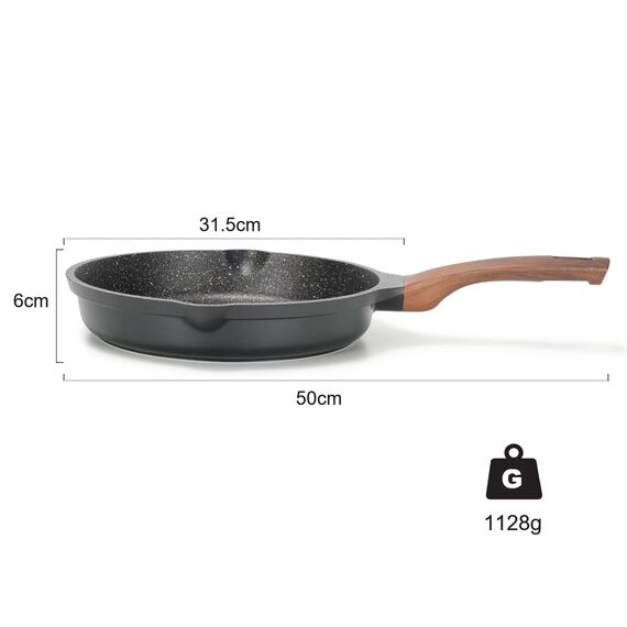 ZUOFENG Antihaft Pfanne Bratpfanne mit Deckel Beschichtet 28cm, Granit Pfannen Nonstick Frying Pan, Beschichtete Pfanne Für Gasherd Induktion