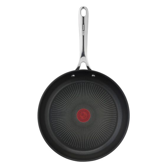 Tefal Jamie Oliver Cook's Direct On Bratpfanne 28 cm, Edelstahlpfanne Induktion, Titanium-Antihaftbeschichtung, Thermo-Signal, backofenfest, Edelstahl, genieteter Griff, E3040644