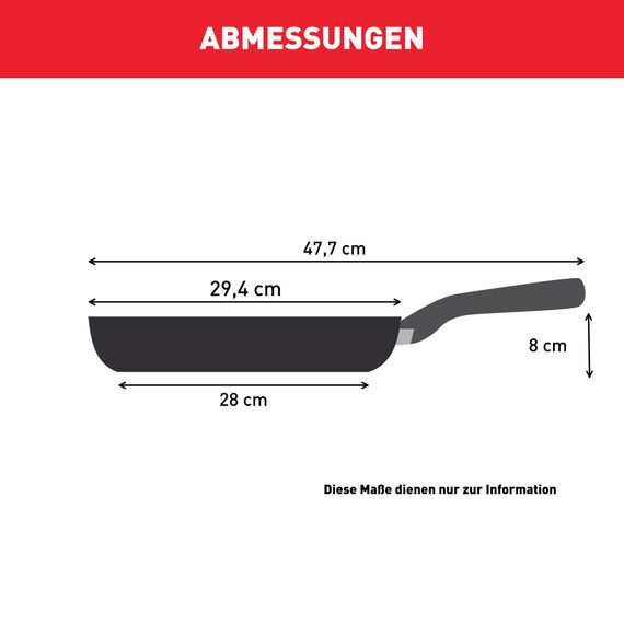 Tefal Infinite Pfanne Induktion 28 cm, Bratpfanne mit Antihaftversiegelung, Thermo-Signal bei idealer Brattemperatur, einfache Reinigung, für alle Herdarten geeignet, Premium-Edelstahl, H81506