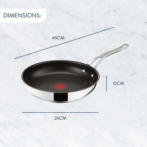 Jamie Oliver by Tefal Cook's Classics Bratpfanne 24 cm, Edelstahlpfanne Induktion mit Antihaftversiegelung, für alle Herdarten geeignet, backofenfest bis 210 Grad, genieteter Griff, E3060435