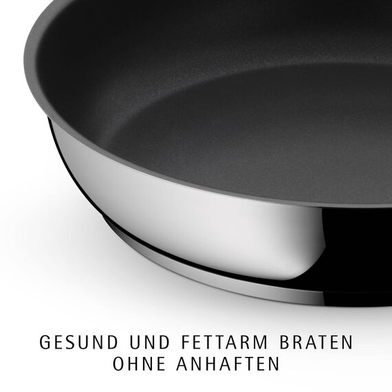 WMF Devil Pfannenset Induktion 2-teilig, 28 cm + 24 cm, Bratpfannen, robuste Antihaftversiegelung, Trans-Term-Allherdboden, Schüttrand, Cromargan Edelstahl beschichtet, Kunststoffgriff