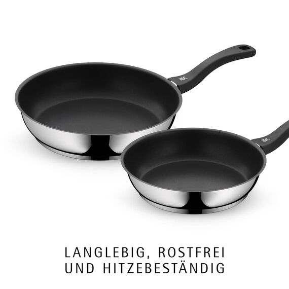 WMF Devil Pfannenset 2-teilig, Bratpfanne 28 cm + 20 cm, Pfanne Induktion, Cromargan Edelstahl beschichtet, Kunststoffgriff