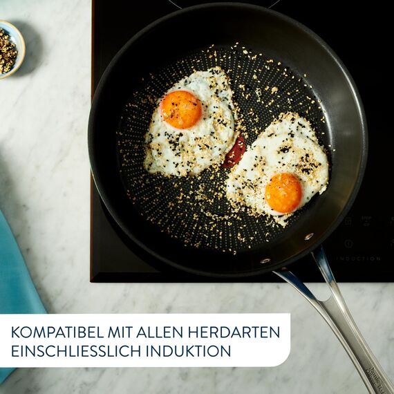 Tefal Jamie Oliver Cook's Classics Bratpfanne 28 cm, Pfanne Induktion, Antihaftversiegelung, Thermo-Signal bei idealer Brattemperatur, backofenfest, Edelstahlpfanne, genieteter Griff, E3060635