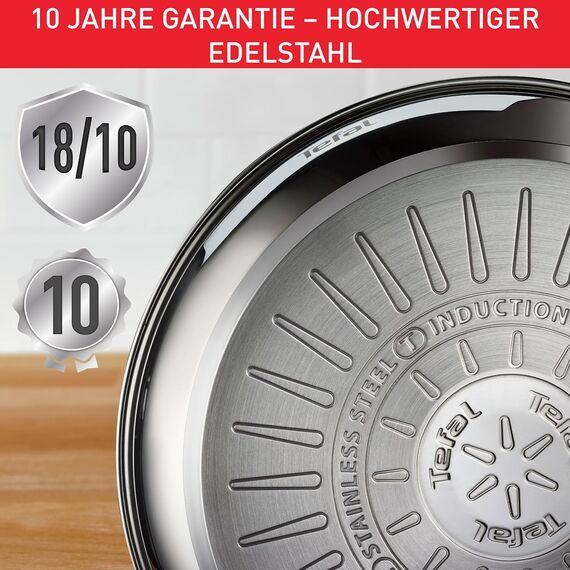 Tefal Infinite H8150425 - Induktionspfanne (24 cm, antihaftbeschichtet, Thermo-Signal bei idealer Temperatur, einfache Reinigung, geeignet für alle Herdarten, Edelstahl)