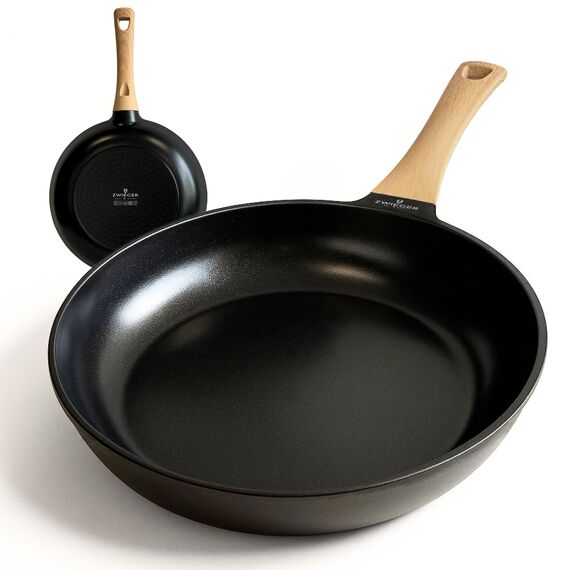 ZWIEGER Keramik Pfanne ohne PTFE und PFOA – Pfanne PFAS frei, Aluguss, für alle Herdarten (inklusive Induktion) geeignet - Keramikbeschichtung, 28 cm