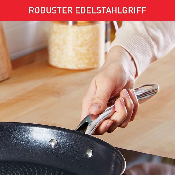 Tefal Infinite Wokpfanne Induktion 28 cm, Wokpfanne Antihaftversiegelung, Thermo-Signal bei idealer Brattemperatur, einfache Reinigung, für alle Herdarten geeignet, Premium-Edelstahl, H8151925