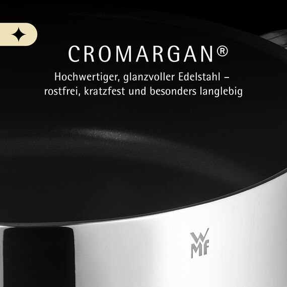 WMF Schmorpfanne 28 cm mit hohem Rand und Deckel – Induktions-Bräter 5,0l aus Cromargan Edelstahl, antihaftbeschichtet und backofengeeignet, robuste Pfanne für Schmoren, Braten und vielseitiges Kochen