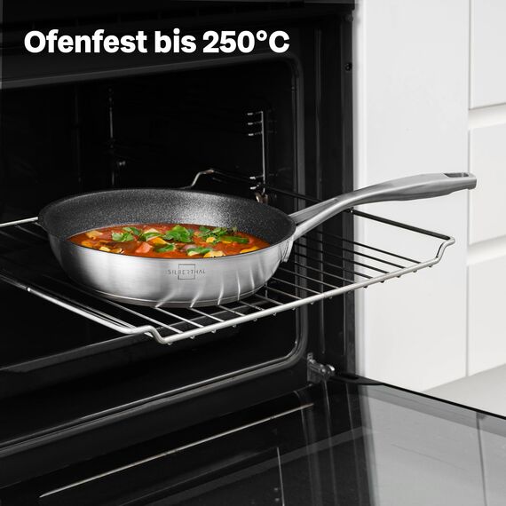 SILBERTHAL Bratpfanne Induktion 24 cm - Beschichtete Pfanne - Edelstahl - Für alle Herdarten und Ofenfest