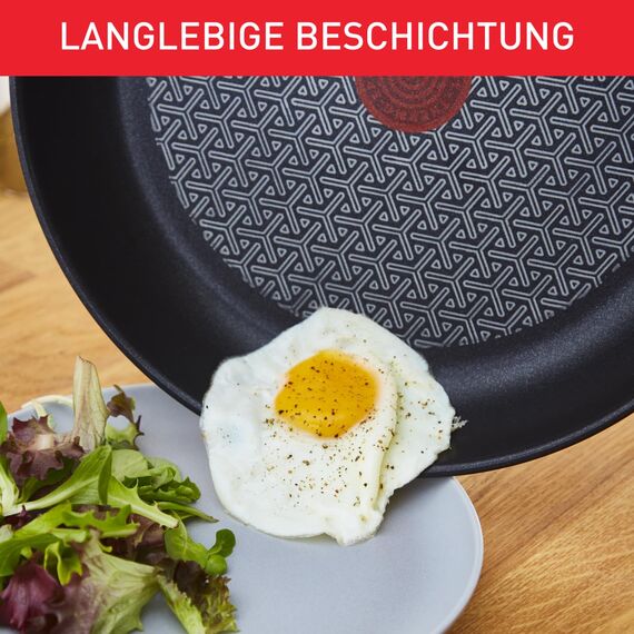 Tefal Duetto Pfanne 24 cm, Edelstahlpfanne Induktion, sichere Antihaftversiegelung, Thermo-Signal bei idealer Brattemperatur, gesundes Kochen, für alle Herdarten geeignet, A70404