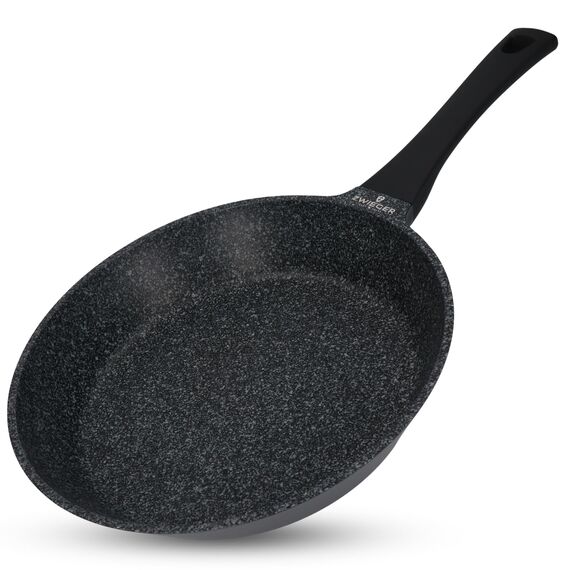 ZWIEGER Hochwertige Bratpfanne 28 cm – beschichtete Pfanne 28 cm, Aluguss, vollflächiger Edelstahlboden, für alle Herdarten (inklusive Induktion) geeignet – Antihaft, PFOA- & PFOS-frei