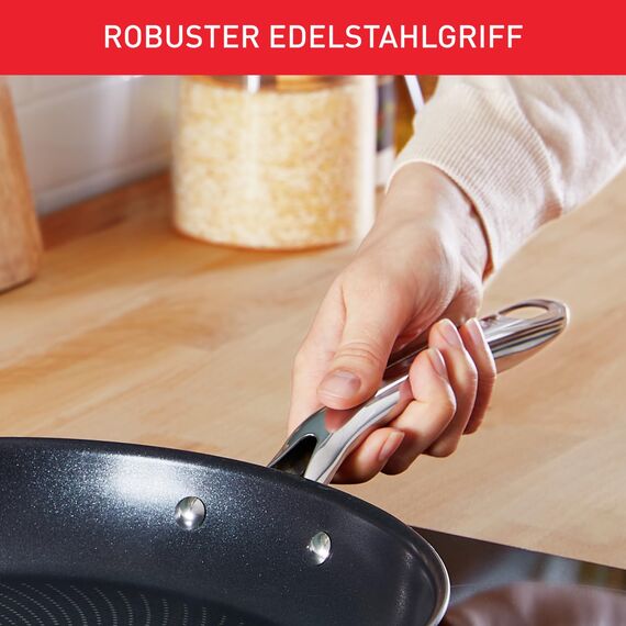 Tefal Infinite Pfanne Induktion 30 cm, Bratpfanne mit Antihaftversiegelung, Thermo-Signal bei idealer Brattemperatur, einfache Reinigung, für alle Herdarten geeignet, Premium-Edelstahl, H81507
