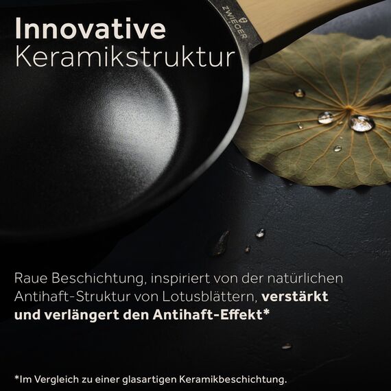 ZWIEGER Keramik Pfannenset ohne PTFE und PFOA – Pfannen PFAS frei, Aluguss, für alle Herdarten (inklusive Induktion) geeignet - Keramikbeschichtung, 28 cm, 24 cm und 20 cm