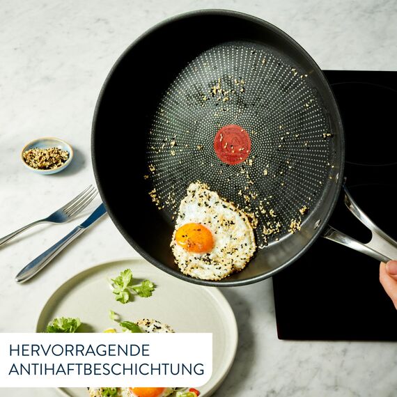 Tefal Jamie Oliver Cook's Classics Bratpfanne 28 cm, Pfanne Induktion, Antihaftversiegelung, Thermo-Signal bei idealer Brattemperatur, backofenfest, Edelstahlpfanne, genieteter Griff, E3060635
