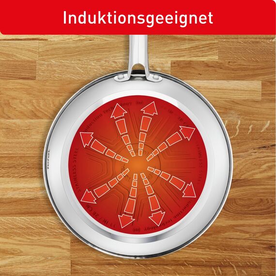 Tefal Duetto 3-teiliges Pfannenset 20,24 und 28 cm, Bratpfannen mit Thermo-Signal bei idealer Brattemperatur, Pfannen induktionsgeeignet für alle Herdarten, auch für Induktionsherde, A704S3