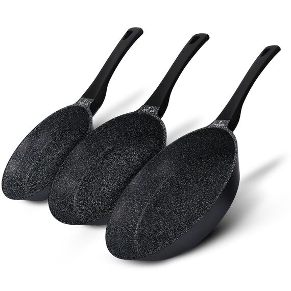 ZWIEGER Aluguss Pfannenset Induktion – 3-teiliges Set: Bratpfannen 28 cm, 24 cm und 20 cm. Aluguss, vollflächiger Edelstahlboden, für alle Herdarten geeignet – Antihaft, PFOA- & PFOS-frei