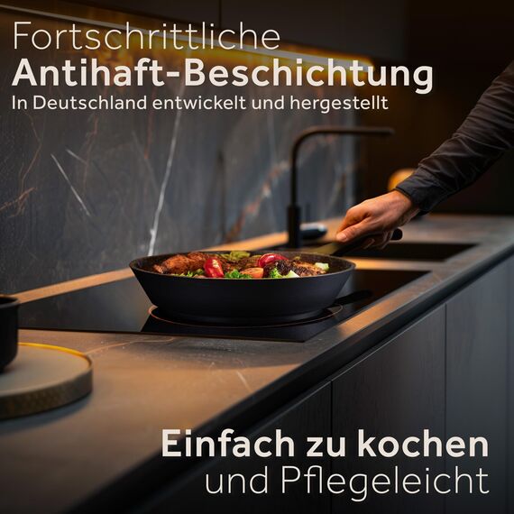 ZWIEGER Hochwertige kleine Pfanne 20cm Induktion – Bratpfanne 20 cm, Aluguss, vollflächiger Edelstahlboden, für alle Herdarten (inklusive Induktion) geeignet – Antihaft, PFOA- & PFOS-frei