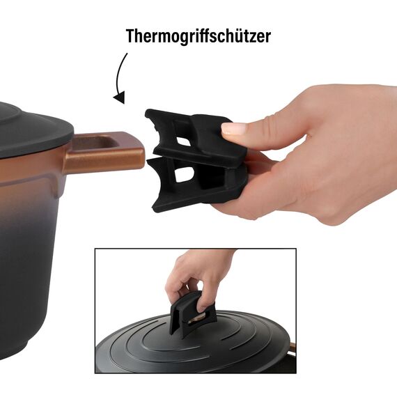 STONELINE Cocotte Bräter Induktion mit Deckel 32 cm, 6,6 L, Topf Antihaft Beschichtung mit echten Steinpartikeln, Bratentopf Schmortopf für alle Herdarten und Backofengeeignet, Farbe: Schwarz/Roségold