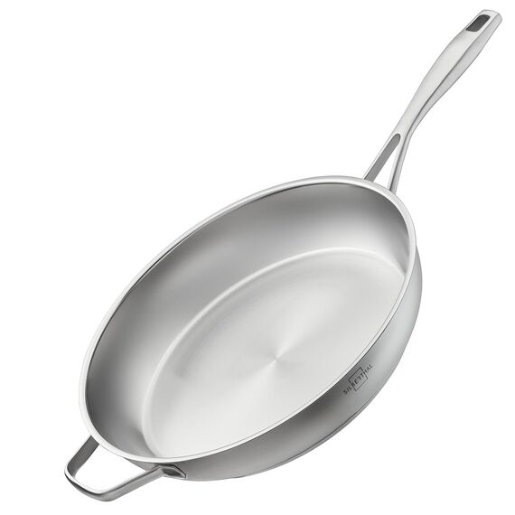 SILBERTHAL Edelstahl Pfanne Unbeschichtet 32 cm - Induktion - Profi Bratpfanne - Röstaromen - Ofenfest