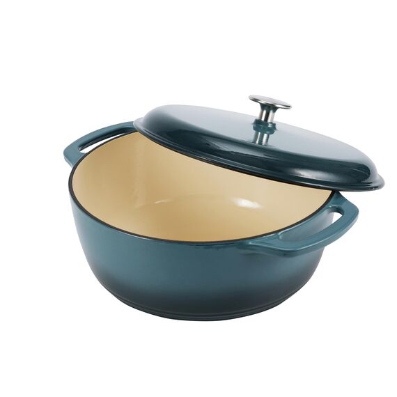 Amazon Basics Rund Schmortopf aus emailliertem Gusseisen SX-75QTH, 6.9 l, Grau