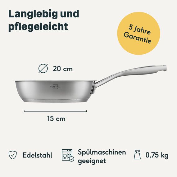 SILBERTHAL Induktion Pfannen Set - Bratpfannen 2er Set - Induktionsgeeignet - 28cm & 20cm - Edelstahl - Beschichtet