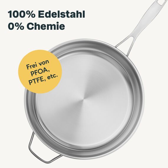 SILBERTHAL Edelstahl Pfanne Unbeschichtet 32 cm - Induktion - Profi Bratpfanne - Röstaromen - Ofenfest