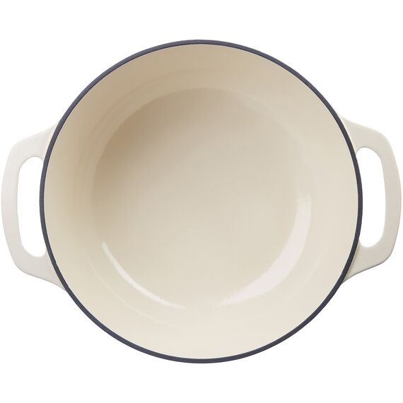 Amazon Basics Rund Schmortopf aus emailliertem Gusseisen, mit Deckel, 4.1 L, Weiß